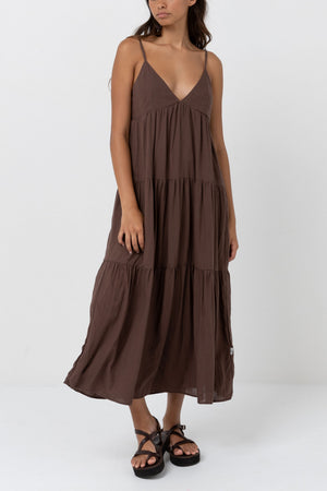 rhythm classic tiered midi dress Rhythm Classic Tiered Midi Dress
