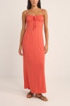 Rhythm Austin Gathered Maxi Dress Coral