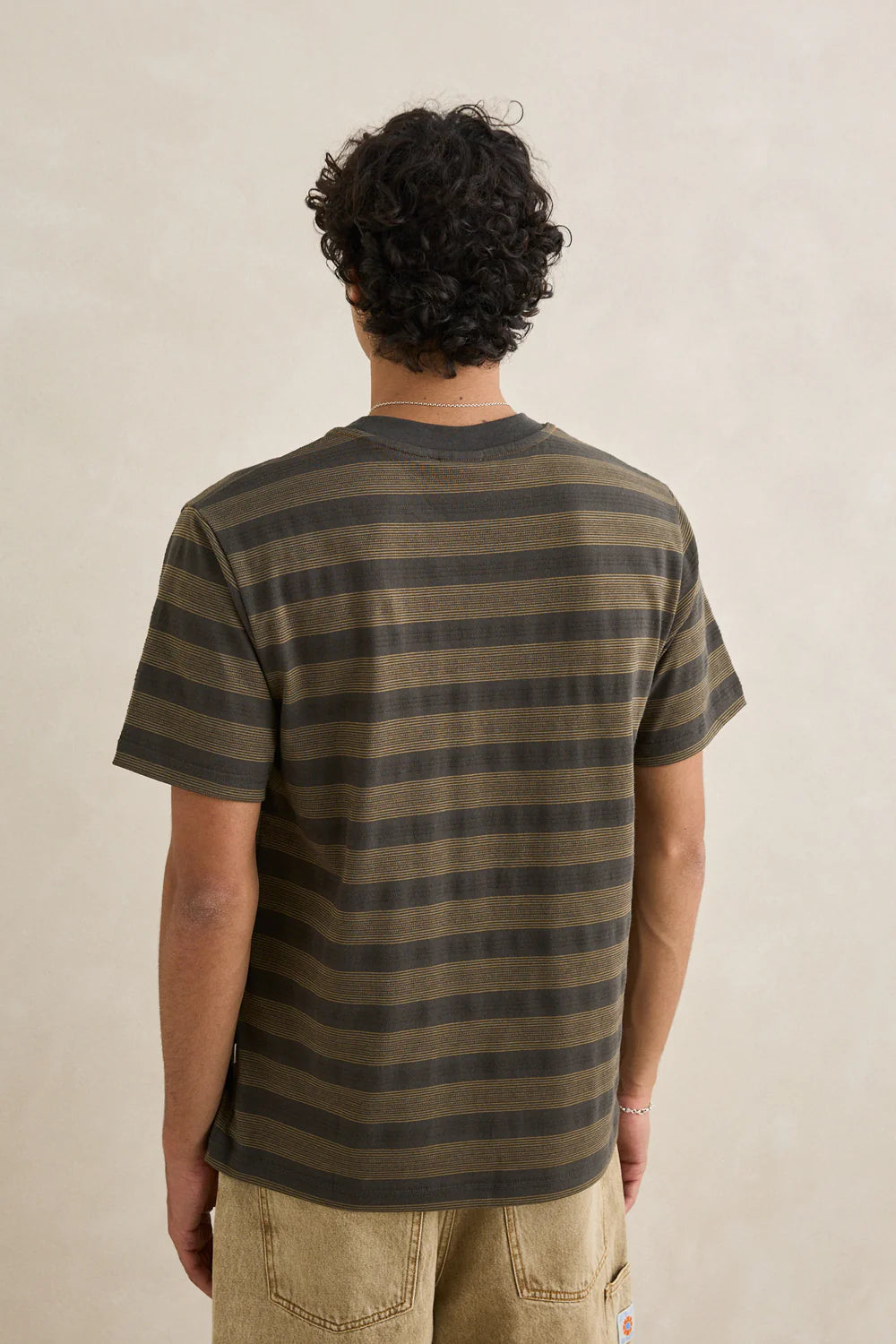 Rhythm Vintage Jacquard Stripe S/S T-Shirt - Olive