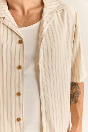 Rhythm Relaxed Stripe SS Shirt NAT