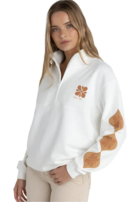 Rhythm Solitude 1/4 Zip Fleece Vintage White
