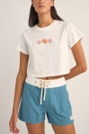 Rhythm Bora Bora Floral Crop Crew Tee White