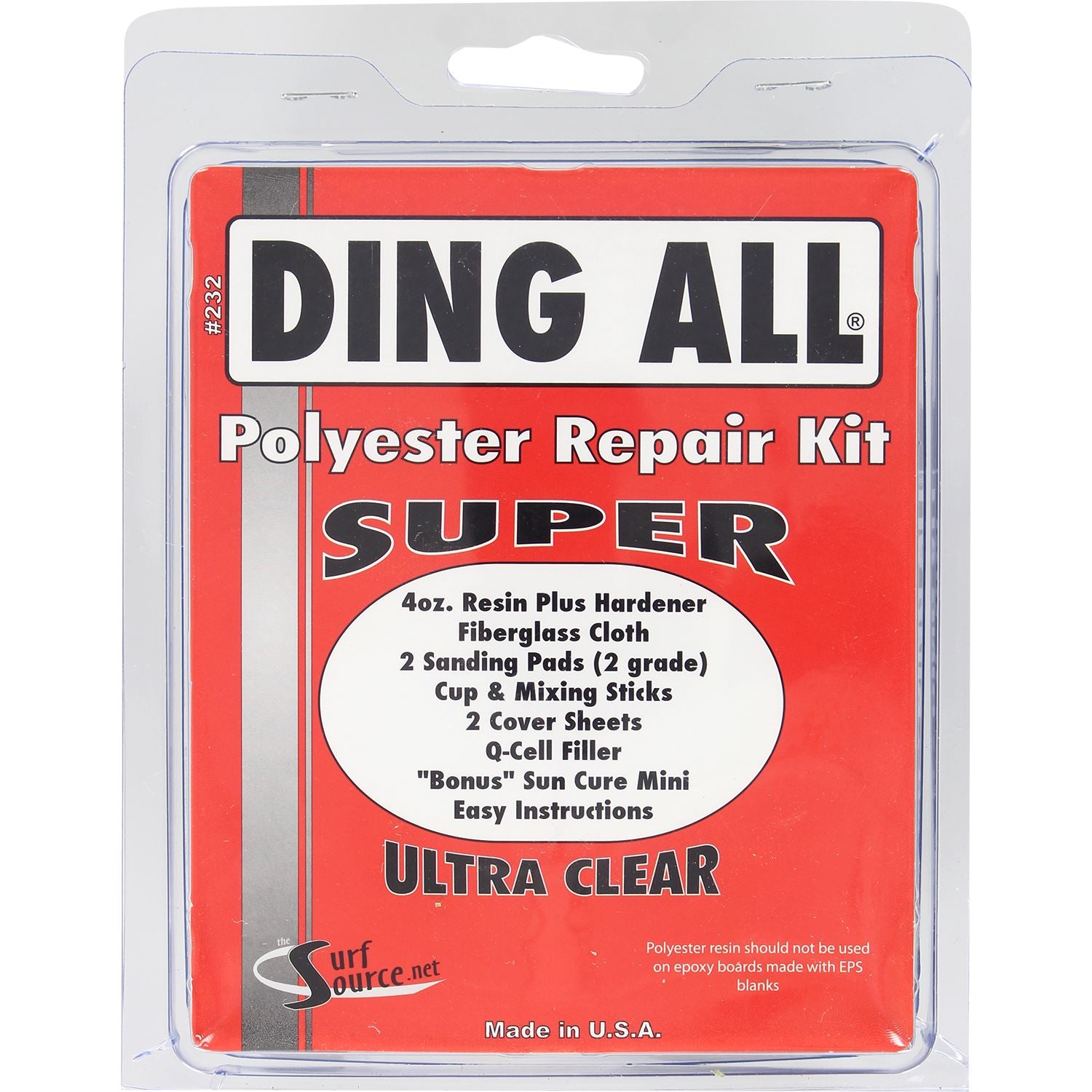 Ding All Super Polyester Repair Kit Red - SantoLoco Hawaii