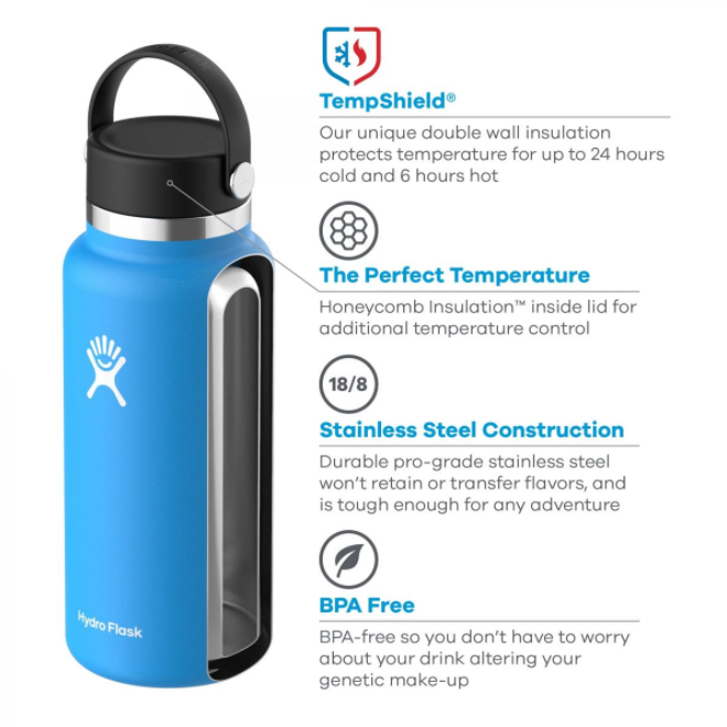 Hydro Flask 32oz Wide Mouth Flex Cap Stone