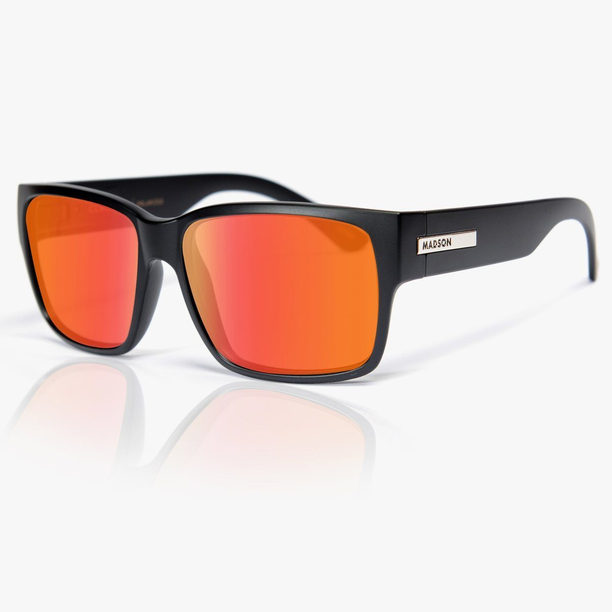 Madson Classico Sunglasses Black Matte / Red Chrome Polarized - SantoLoco Hawaii