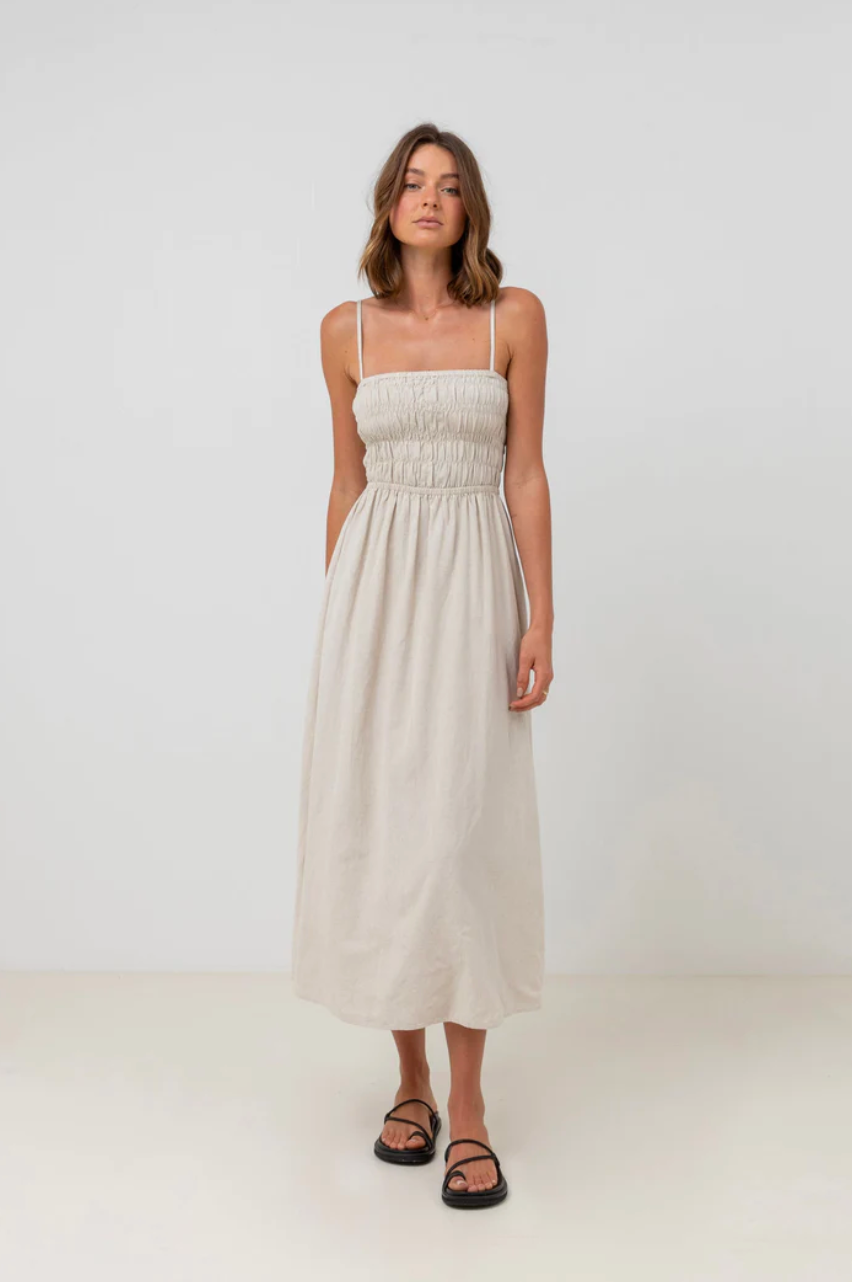 rhythm classic shirred midi dress Classic Shirred Midi Dress Black Rhythm New Zealand