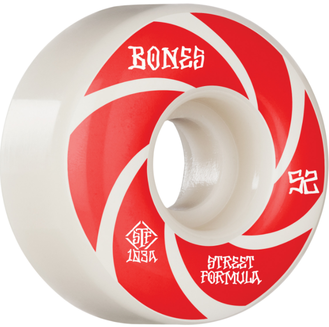 Bones STF V1 Patterns 103a 52mm Wheels Red/White