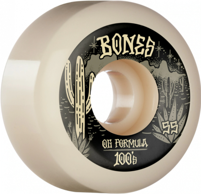 Bones 100's OG Formula Desert West 55m V5 Side Cut Wheels White
