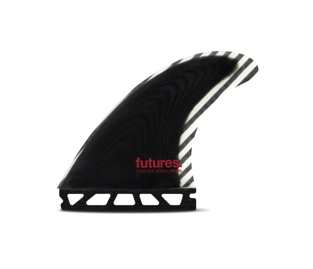 Futures Pyzel Medium Control Series Fiberglass Thruster Fin Black/White - SantoLoco Hawaii