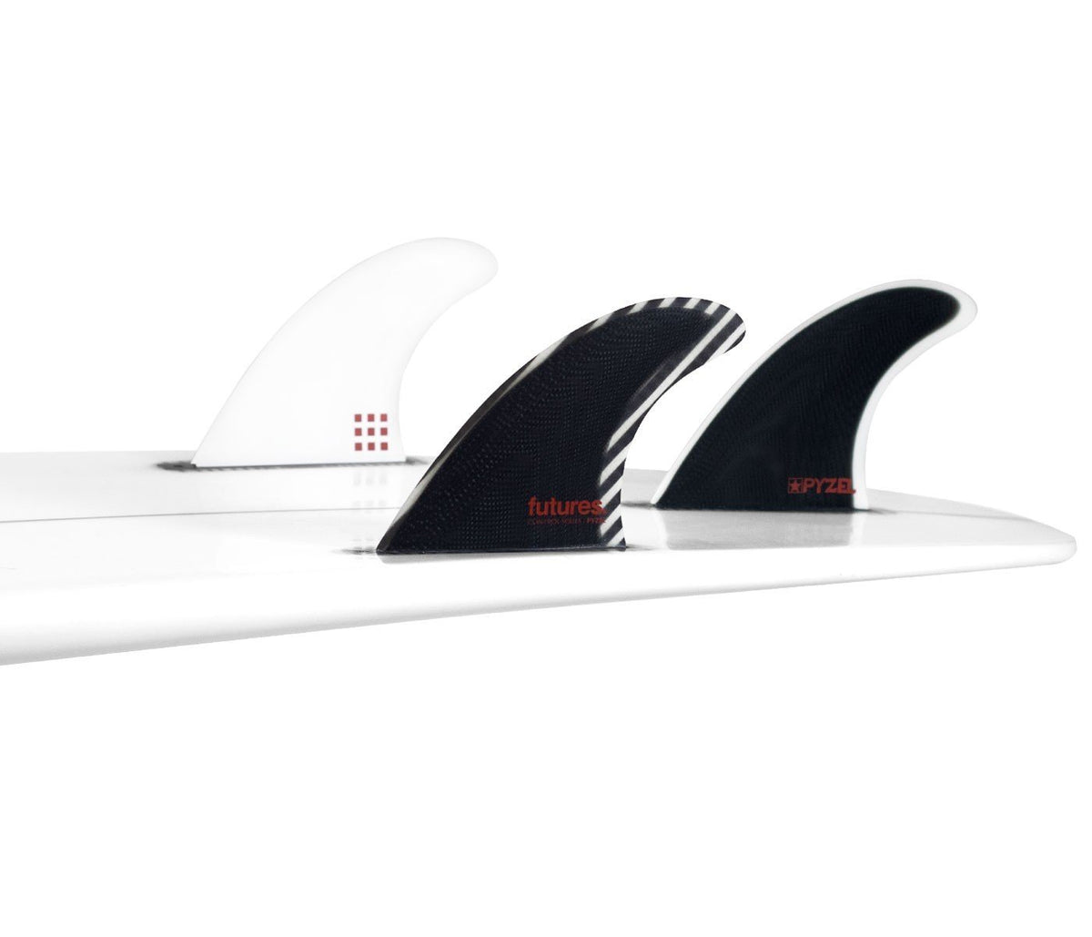 Futures Pyzel Medium Control Series Fiberglass Thruster Fin Black/White - SantoLoco Hawaii