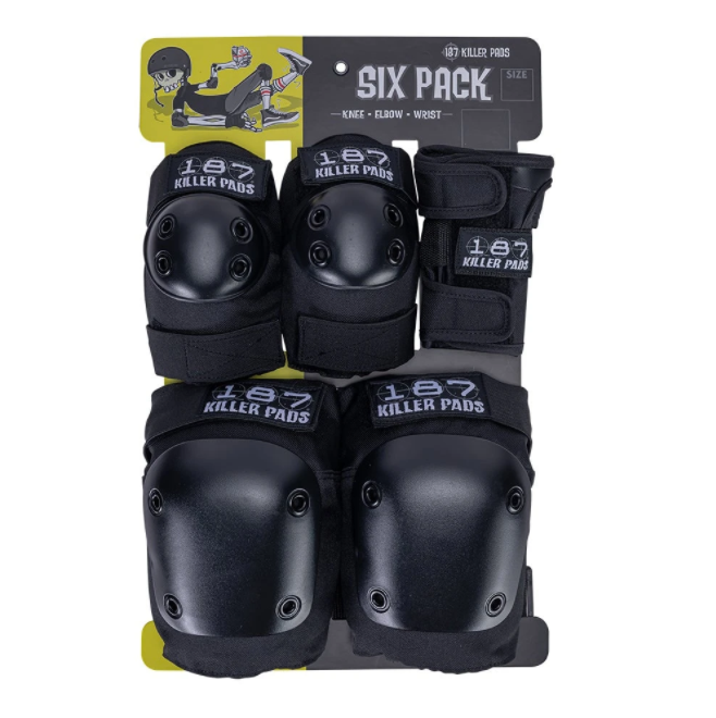 187 6-Pack Adult Set Pads Black XS/S/M/L/XL