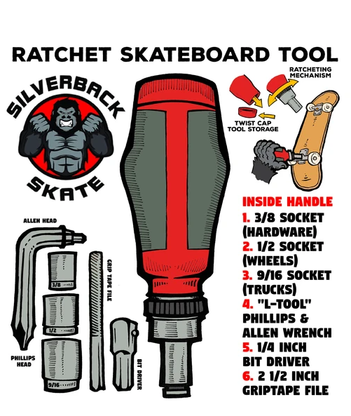 Silverback Skate Ratchet Tool Red